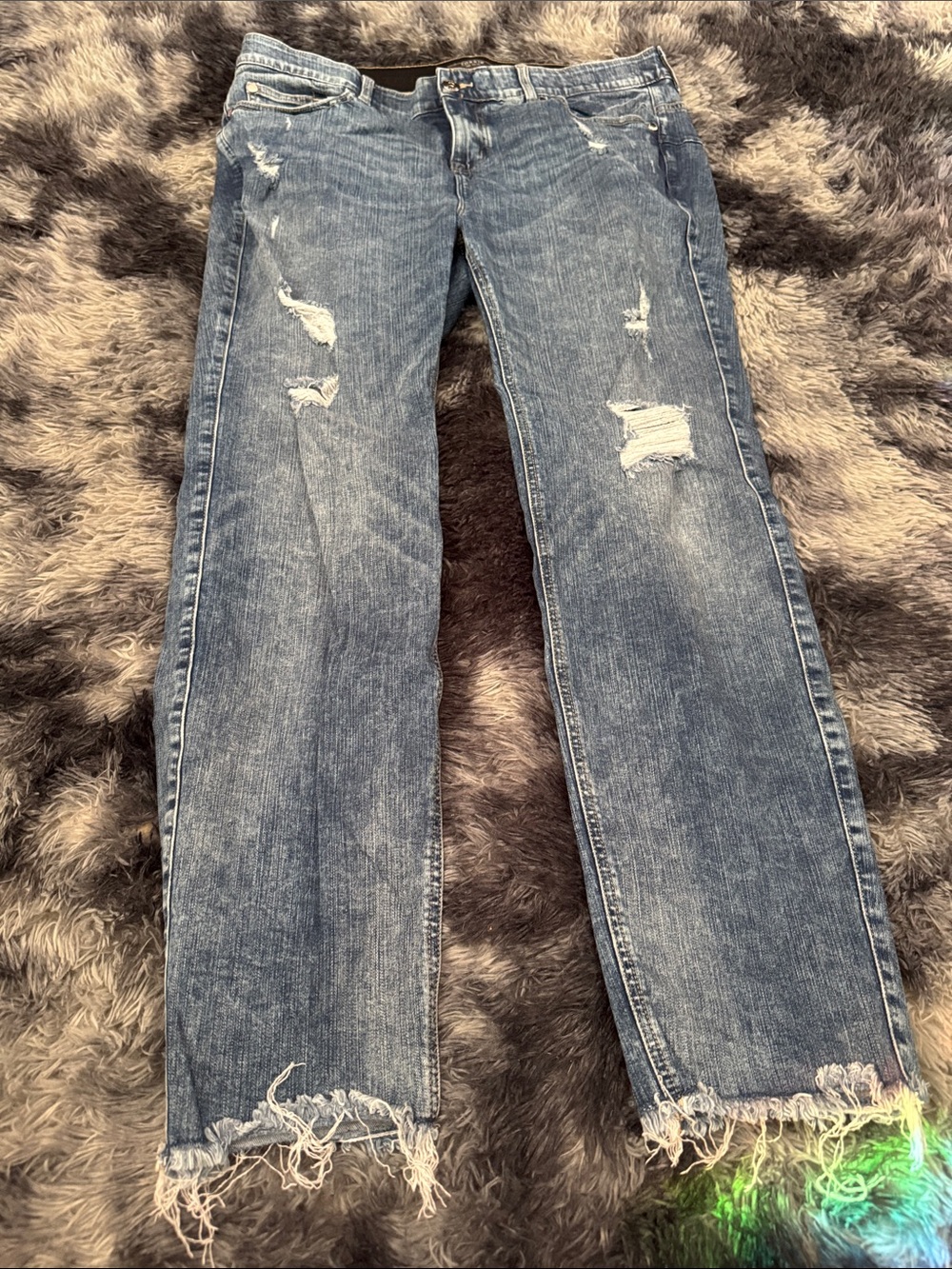 torrid Distressed Straight Leg Jeans in Light Blue